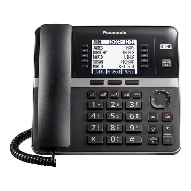 Panasonic Office Phone, Expandable 4-Line Desk Phone for Small and Medium Business, Corded Phone Base Station Expandable Up to 10 Business Phones Wirelessly – KX-TGW420B (Black)