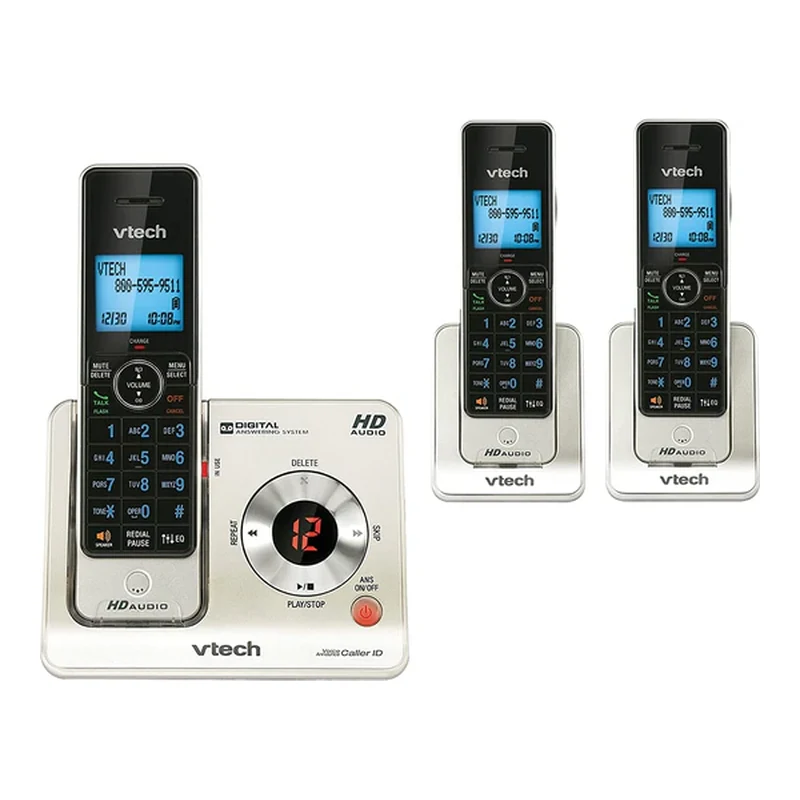 VTech LS6425-3 DECT 6.0 Expandable Cordless Phone with Answering System and Caller ID/Call Waiting, Silver with 3 Handsets
