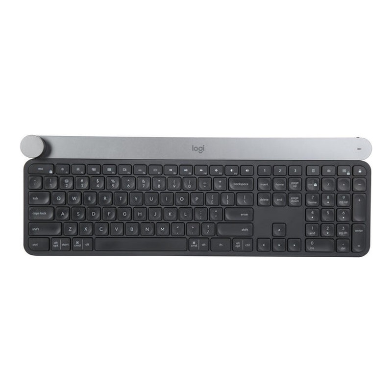 Logitech Craft Advanced Wireless Keyboard with Creative Input Dial and Backlit Keys, Dark grey and aluminum