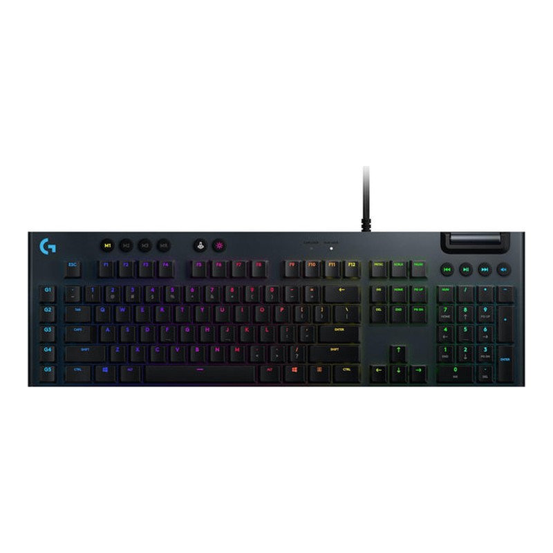 Logitech G815 LIGHTSYNC RGB Mechanical Gaming Keyboard with Low Profile GL Tactile key switch, 5 programmable G-keys, USB Passthrough, dedicated media control – Tactile