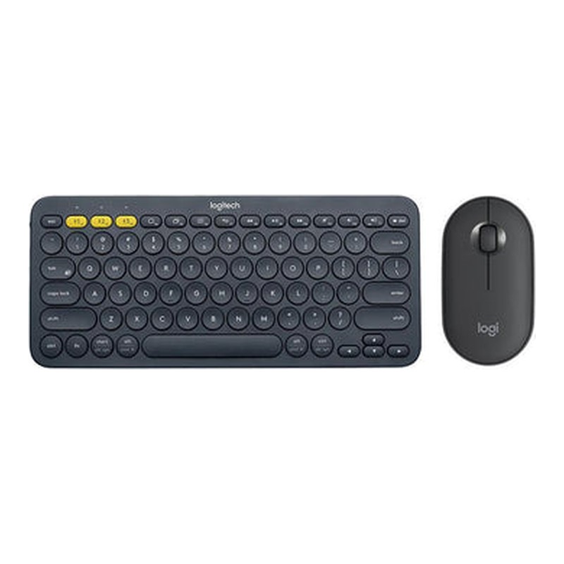 Logitech K380 Bluetooth Wireless Mini Keyboard and PEBBLE Bluetooth Mouse Thin&Light 1000DPI High Precision Optical Tracking Unifying Mouse Combo – Black