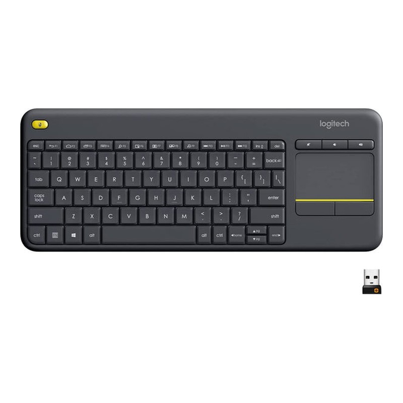 Logitech K400 Plus Wireless Touch With Easy Media Control and Built-in Touchpad, HTPC Keyboard for PC-connected TV, Windows, Android, Chrome OS, Laptop, Tablet – Black