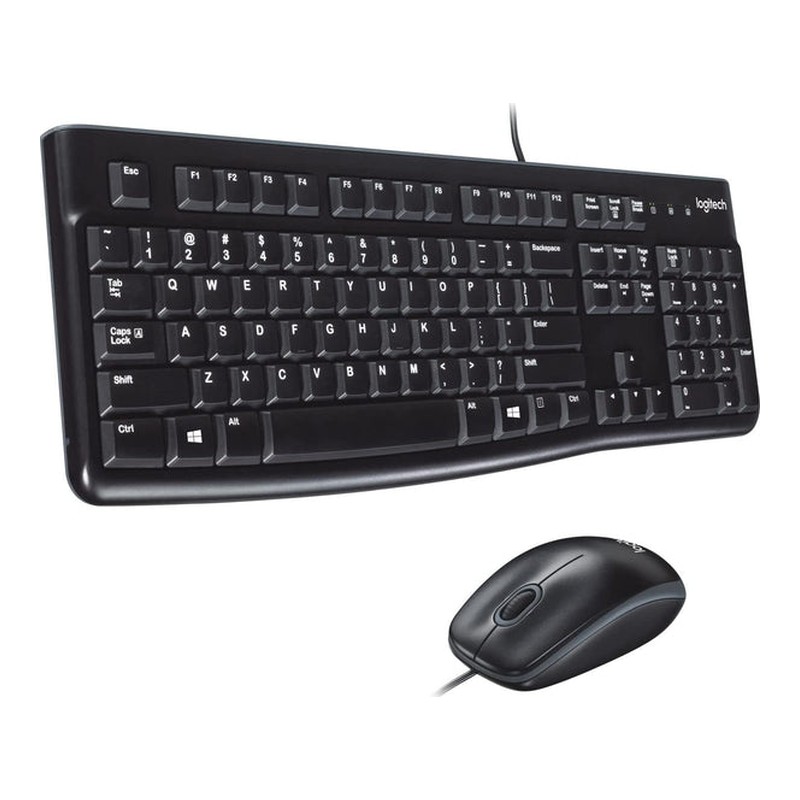 Logitech MK120 Wired Keyboard and Mouse Combo for Windows, Optical Wired Mouse, Full-Size Keyboard, USB Plug-and-Play, Compatible with PC, Laptop – Black