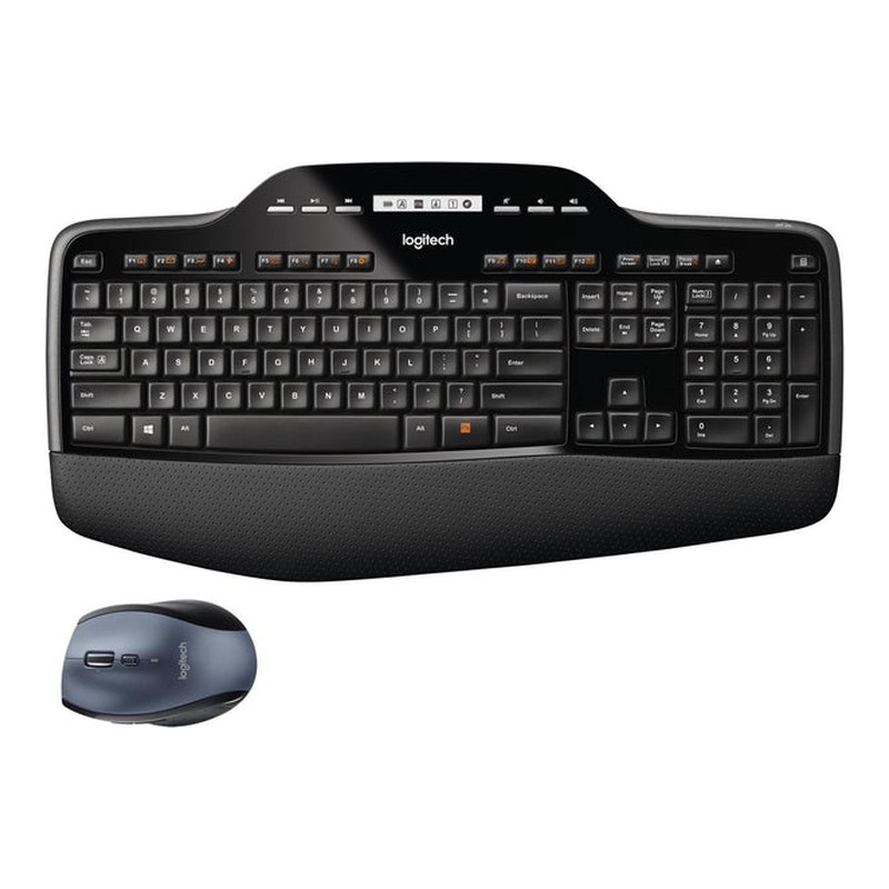 Logitech MK710 Wireless Keyboard and Mouse Combo — Includes Keyboard and Mouse, Stylish Design, Built-In LCD Status Dashboard, Long Battery Life
