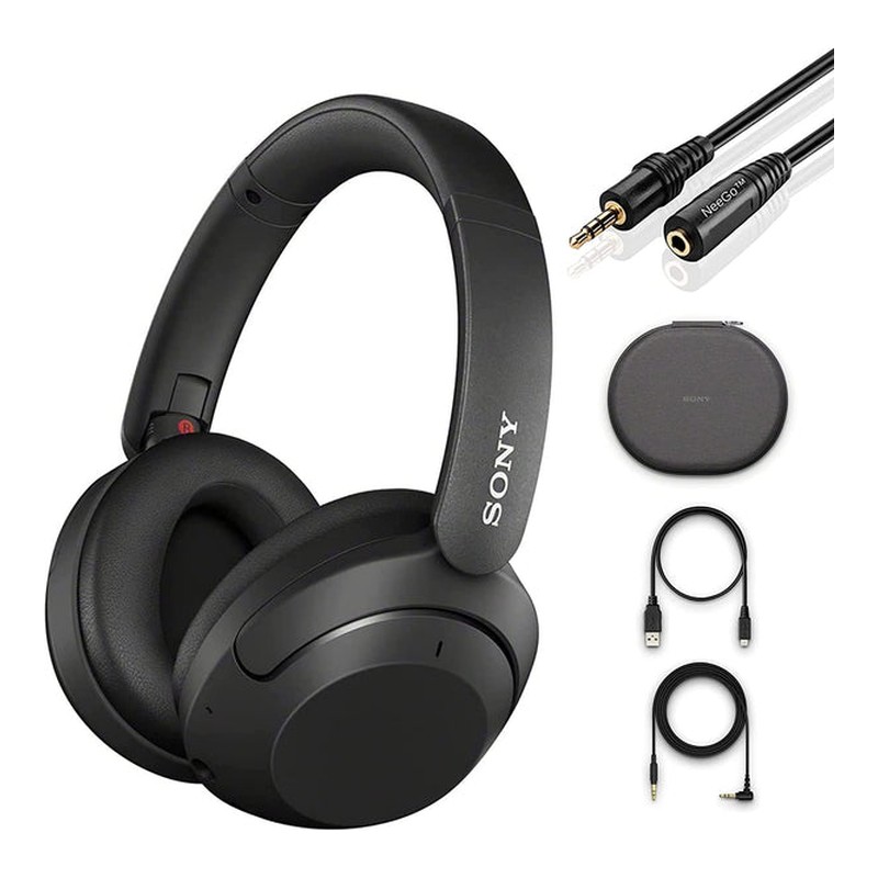 Sony Wireless Noise Cancelling Headphones WH-XB910N Over Ear Bluetooth Headset + NeeGo 3.5mm Headphone Extension